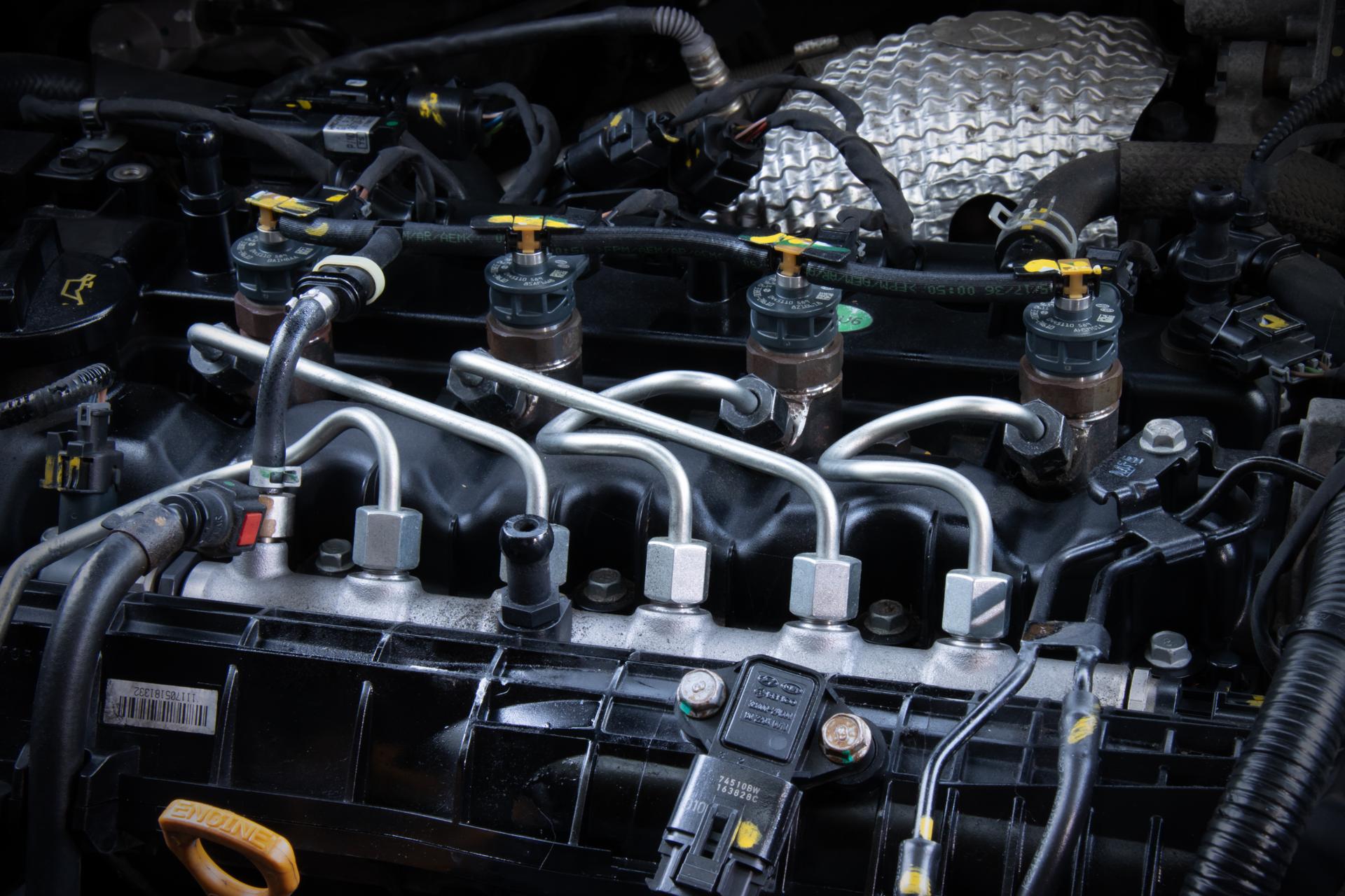 A diesel engine under service