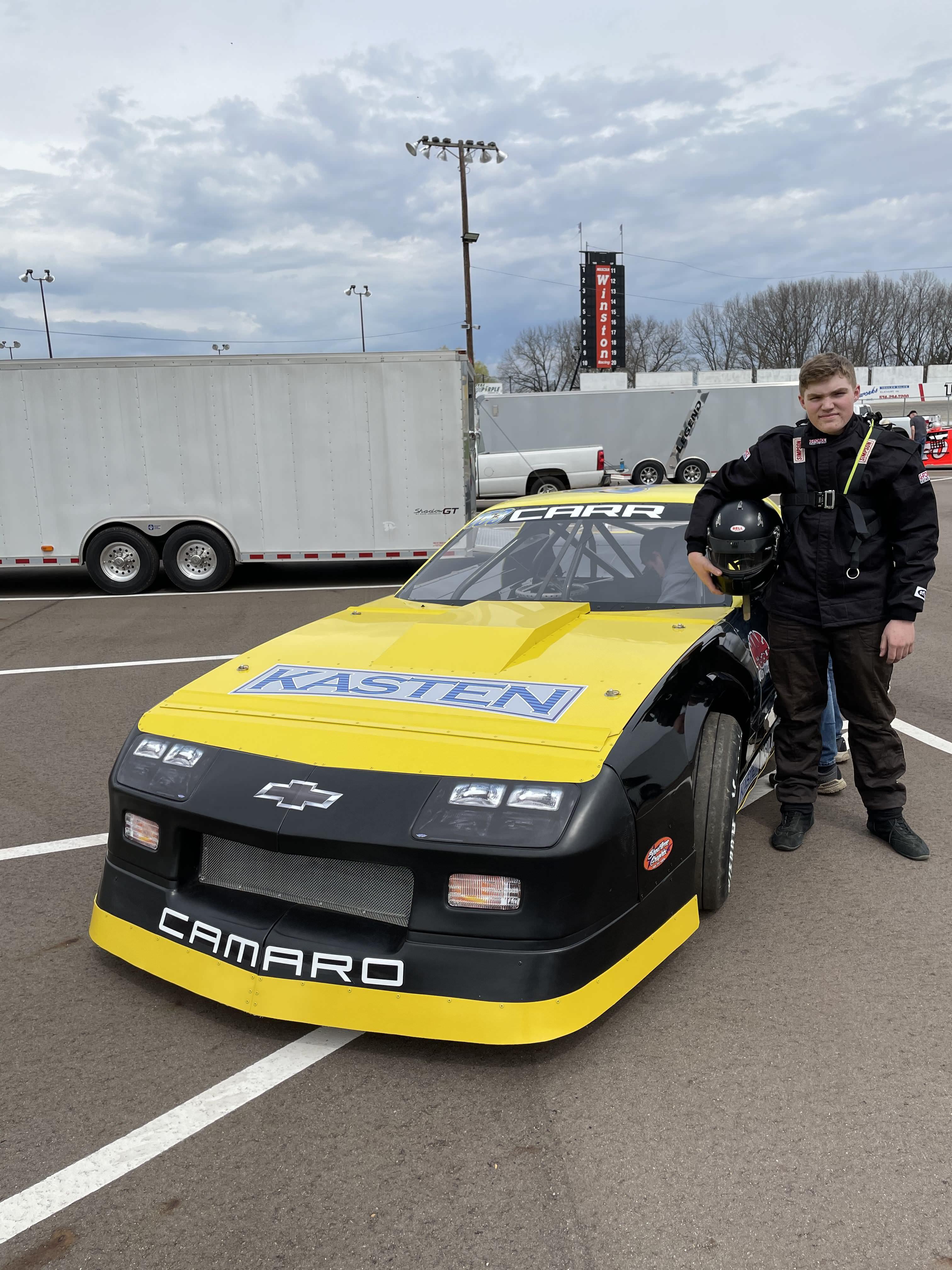 Gabe racing in the street stock class, 2021